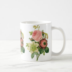 Vintage Blumen, Anemonen Rosen Clematis von Redout Kaffeetasse
