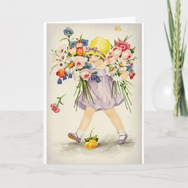 Vintage Blumen-Anlass-Anmerkungs-Karte Karte (Vorderseite)