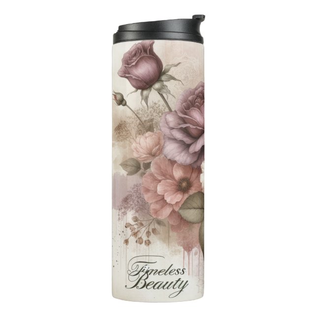 Vintage Blumen-Antiquitätentumbler Thermosbecher (Nach links gedreht)