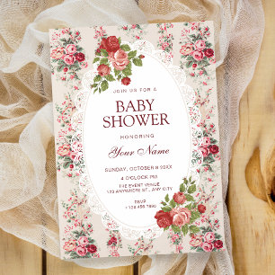 Vintage-Blumen-Baby-Party Einladung