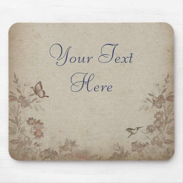 Vintage Blumen Beige Mousepad (Vorne)