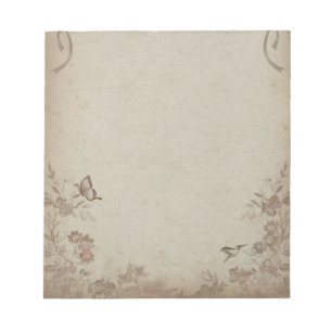 Vintage Blumen Beige Notizblock
