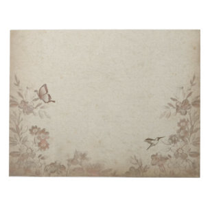 Vintage Blumen Beige Notizblock