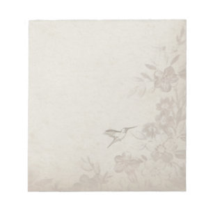 Vintage Blumen Beige Notizblock