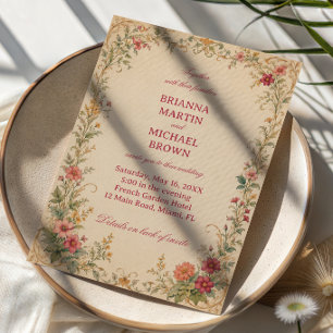 Vintage Blumen Botanik Einladung