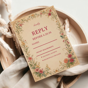 Vintage-Blumen-Botanik RSVP Karte