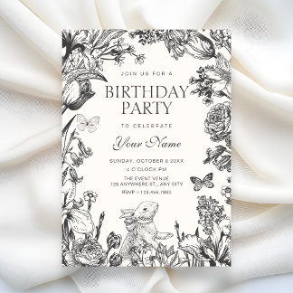 Vintage-Blumen botanischer Geburtstag Einladung
