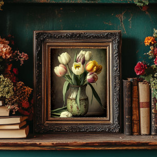 Vintage-Blumen-Download-Kunst - Frühlings-Tulpen Poster