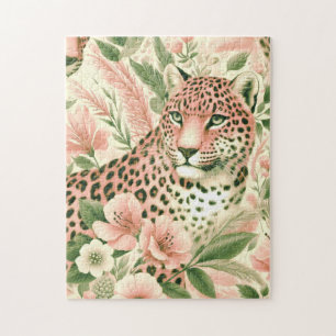 Vintage-Blumen-Dschungel-Leopard