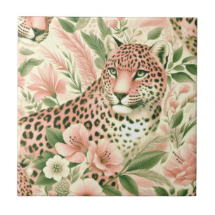 Vintage-Blumen-Dschungel-Leopard Fliese
