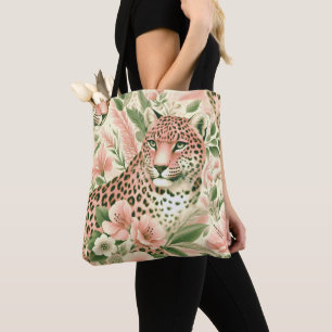 Vintage Blumen Dschungel Leopard Tasche