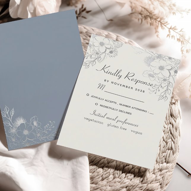 Vintage Blumen-Dusty-Hochzeit RSVP Karte (Von Creator hochgeladen)