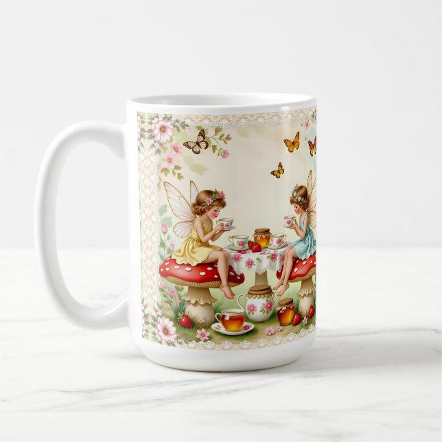 Vintage-Blumen-Feengarten zum Picknick Kaffeetasse (Links)
