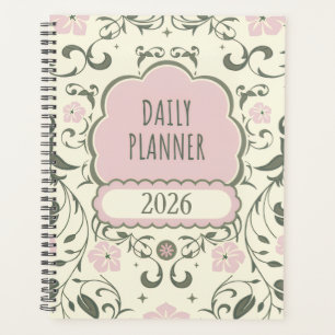 Vintage-Blumen-Filigran-Tagesplaner Planer