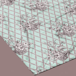 Vintage-Blumen-Fliesblanke in Mintblau Fleecedecke