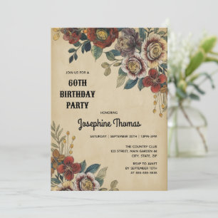 Vintage-Blumen-Geburtstag Einladung
