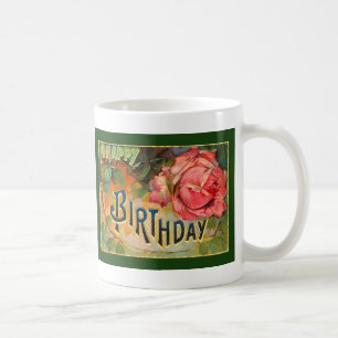 Vintage-Blumen-Geburtstag Kaffeetasse