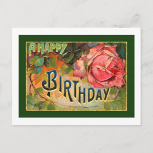 Vintage-Blumen-Geburtstagswünsche Postkarte