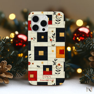 Vintage Blumen Geometrie – Kühne rote und schwarze Case-Mate iPhone Hülle