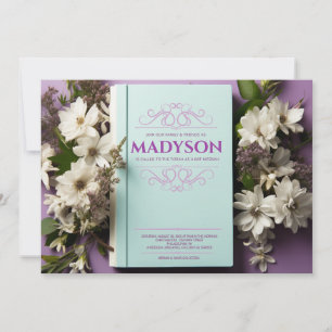 Vintage-Blumen-Geschichtsbuchcover Bat Mitzwa Einladung