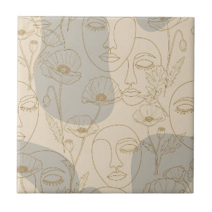 Vintage-Blumen-Gesichtslinienmuster (2) Fliese