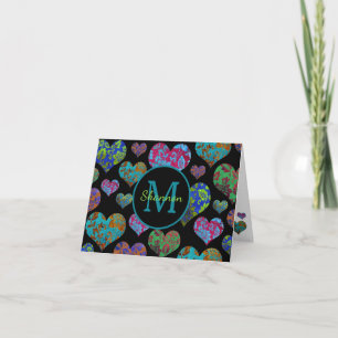 Vintage-Blumen-Herzmuster Anfangsbuchstabe Name Mo