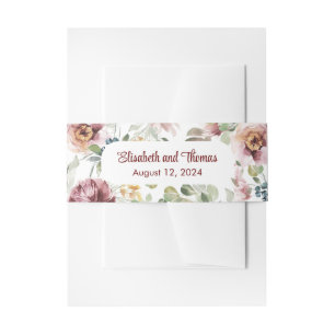 Vintage Blumen Hochzeit Bauchbinde im Pastelllook Einladungsbanderole