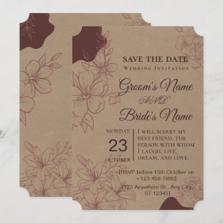 Vintage-Blumen-Hochzeitseinladungskarte zum Vormer Einladung