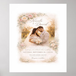 Vintage-Blumen-Hochzeitsposter — Benutzerdefiniert Poster