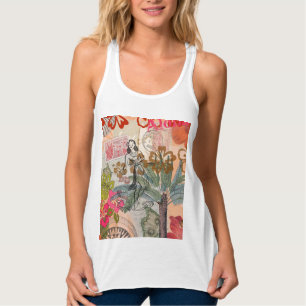 Vintage Blumen Hula Farbige Hawaiianische Tropisch Tank Top
