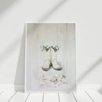 Vintage-Blumen-Illustration weißer Cowgirl-Stiefel