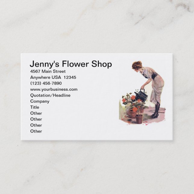 Vintage Blumen-im Garten Visitenkarte (Vorderseite)