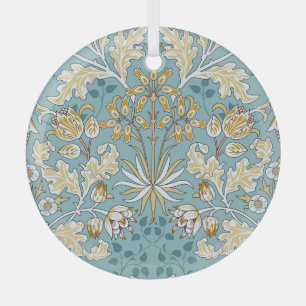 Vintage-Blumen, Laub nahtloses hellblaues Muster Ornament Aus Glas
