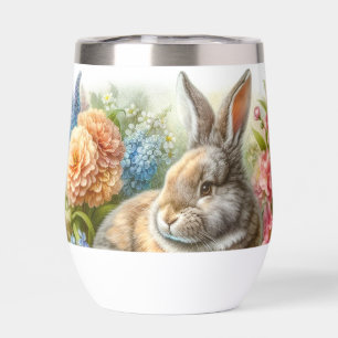 Vintage Blumen mit Hasenkaninchen 