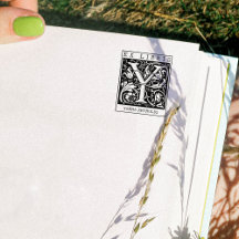 Vintage-Blumen-Monogramm-Buchstaben-Ex-Libris