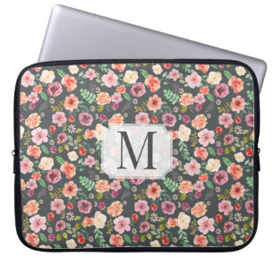Vintage Blumen⎥ Monogramm-Computersleeve Laptopschutzhülle