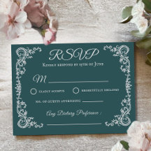 Vintage-Blumen-Monogramm-Hochzeits-RSVP-Karte