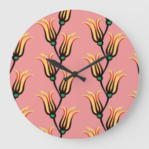 Vintage-Blumen nahtloses Blumenmuster Große Wanduhr