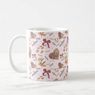 Vintage-Blumen & Papierherzen Tasse