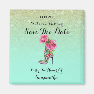 Vintage-Blumen-Party-Schuh Save The Date Magnet