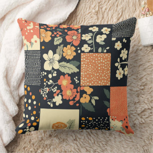 Vintage Blumen-Patchwork-Muster Kissen