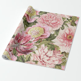 Vintage Blumen-Pfingstrose + Geschenkpapier
