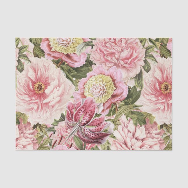Vintage Blumen-Pfingstrose + Seidenpapier (Vorderseite)