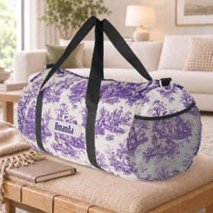 Vintage Blumen Purpur Toile de Jouy Monogramm Duffle Bag