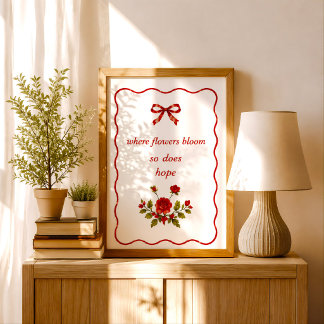Vintage Blumen Roter Band Coquette Zitat Druck Poster