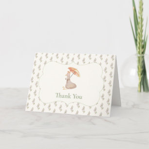 Vintage-Blumen-Schirm-Enten-Baby-Party Dankeskarte