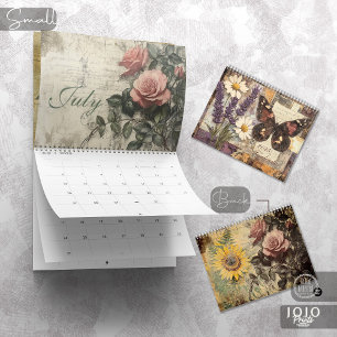 Vintage-Blumen-Schmetterlings-Kalender Kalender