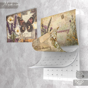 Vintage-Blumen-Schmetterlings-Kalender Kalender