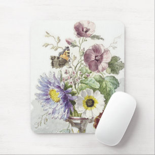 Vintage-Blumen-Schmetterlings-Kunst von William va Mousepad