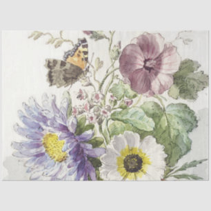 Vintage-Blumen-Schmetterlings-Kunst von William va Seidenpapier